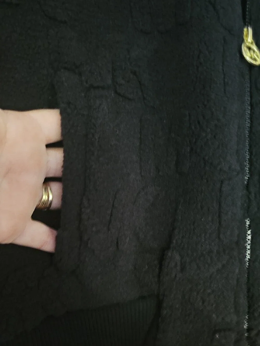 Michael Kors Black Logo Jacquard Sherpa Jacket